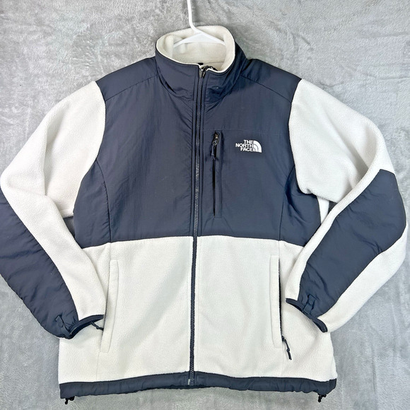 The North Face Polartec Classic White/Gray Fleece Jacket Size Large - Picture 1 of 9